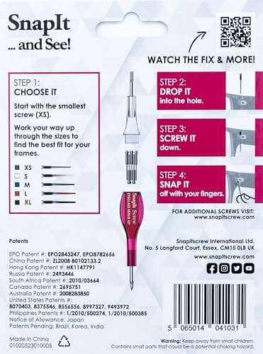 SnapIt Glasses Repair Kit, Eyeglass Repair Kit with Screws 5 Sizes, Screw Replacement Kit & Double-Ended Mini Screwdriver, Portable, Pocket & Bag Friendly, Travel Friendly (Pink) — view 2