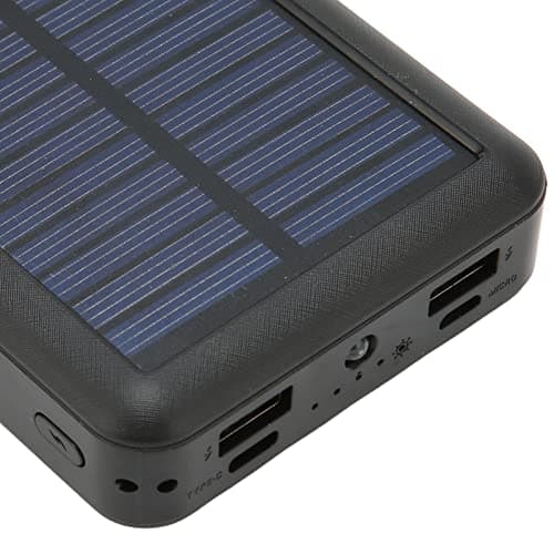 Solar Power Bank, 20000mAh Portable Charger with Solar Panel, 2 USB Ports and USB-C Input, Includes Charging Cable for Outdoor Hiking, Camping, Travel — view 6