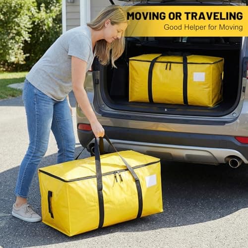 3 Pack 90L Moving Bags, Heavy Duty Storage Bags Dorm Moving Boxes, Yellow — view 3