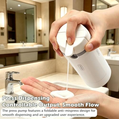 TENGMEIHUIO 4 In 1 Travel Dispenser Bottles Refillable Leak Proof Squeeze Bottles for Toiletries Portable Travel Containers for Shampoo Lotion Conditioner Cream Flights Trips Gym Camping (White) — view 3