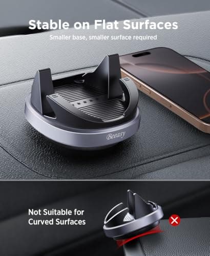 Beeasy Car Phone Holder Mount,360° Adjustable & Glare-Free Dashboard Phone Holder, Washable Silicone Phone Stand for Car, Anti Slip Car Mount for iPhone Samsung,Smartphones and GPS — view 5