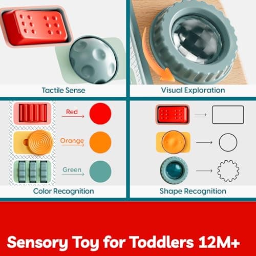 TOP BRIGHT Busy Board for 1 year old, Montessori Travel Toys for Toddlers 1-3 on Airplane, Fine Motor Skills Toys Camera, Wooden Sensory Gifts for 1 Year Old Girl & Boy on Christmas and Birthday — view 6