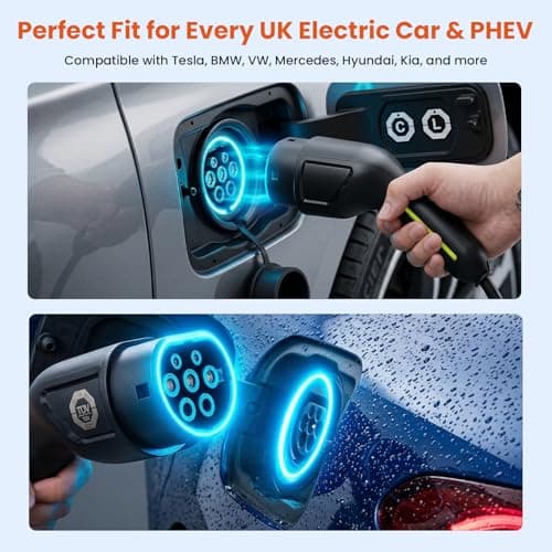 ChargeHere 8M Portable EV Charger Type 2 with UK 3 Pin Plug, Electric Car Granny Charger for Home Charging, Adjustable 6A/8A/10A/13A, LCD Display, 1–10H Delay Timer, IP67 Waterproof for EVs & PHEVs — view 5