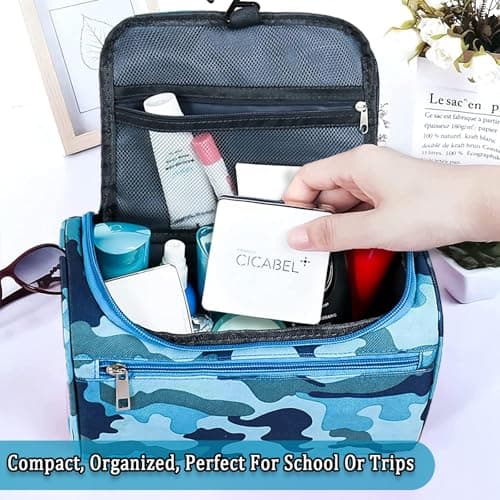 Boys Wash Bag with Camouflage Design – Boys Toiletry Bag for Travel and Sports, Durable & Waterproof Kids Wash Bag with Handle and Zipper for School, Gym or Holidays — view 5