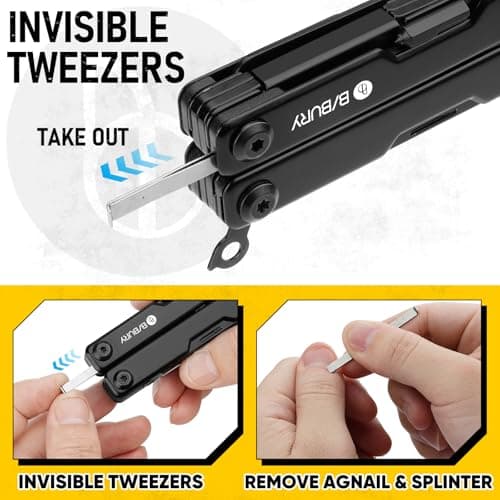 BIBURY Multitools, Keychain EDC Gadgets, Foldable Scissors, Black BI2052AB — view 6