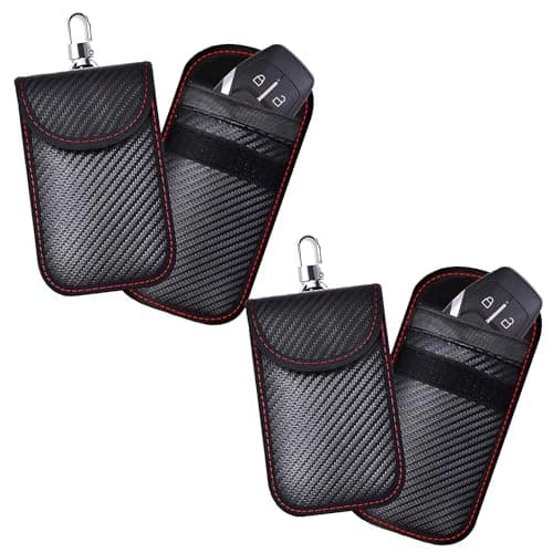 KAV Faraday Key Fob Protector Pouch Bag- Carbon Fiber Compact Signal Blocking Pouch for Pocket Size Car Key Wallets - RFID Blocking, Anti-Theft, Remote Entry Protector (Pack of 2)