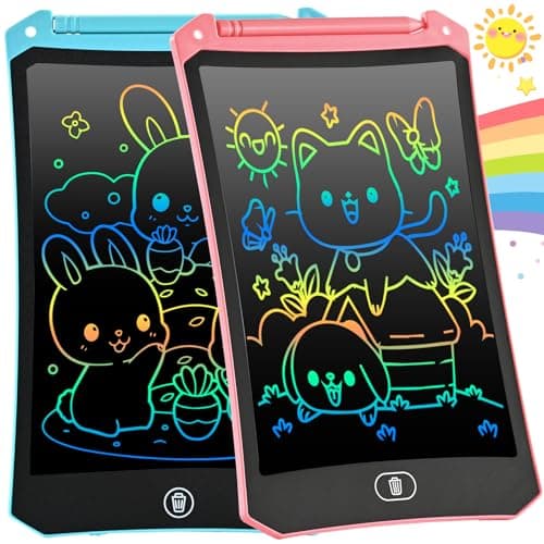 [2 Pack] cimetech 10 Inch LCD Writing Tablet Travel Toys for Kids, Colorful Screen Drawing Pad and Doodle Board, Holiday Travel Essentials Birthday Gift for 3 4 5 6 7 8 Year Old Boys Girls(Pink&Blue)