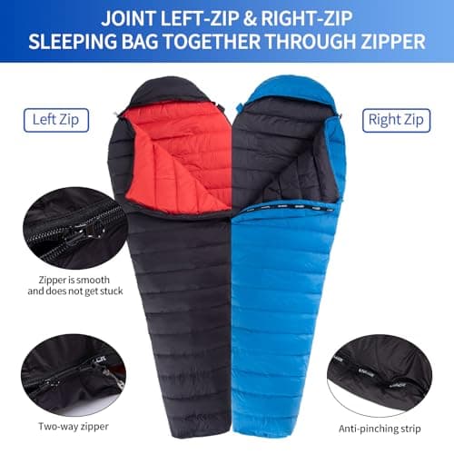 QEZER Ultralight Sleeping Bag for Adults,only 780g Backpacking Sleeping Bag Filled 600+FP Duck Down 5°C 15°C for Camping,and Hiking,Warehouse Outdoor — view 6