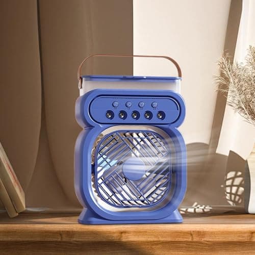 Portable Misting Fan, Water Mist Fan, Personal Air Cooler, Spray Fans Humidifier With 450mL Water Tank, 7 Colors Night Light, 3 Wind Speeds For Men Women Students Teens Elderly, Home Office Camping — view 3
