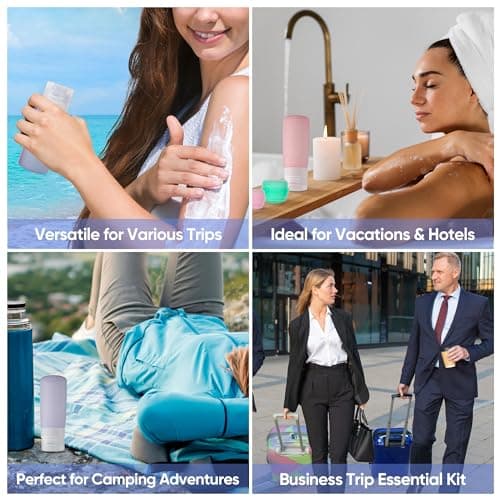 ASAB 16 Pack Silicone Travel Bottles for Toiletries TSA Approved Leak Proof Squeezable Refillable Travel Size Bottles for Body Wash Conditioner Shampoo Lotion Pots Toiletry Travel Bottle Set with Bag — view 6