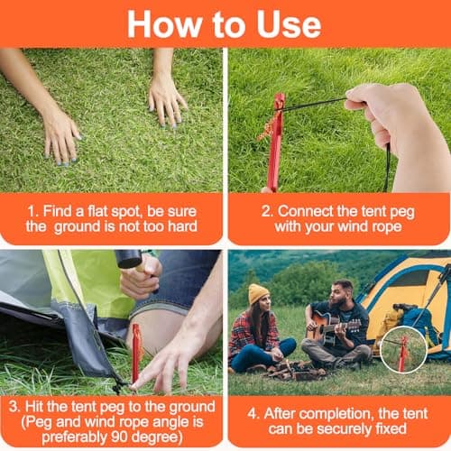 12 Pack Y Shape Aluminum Alloy Tent Stakes, 18cm Triangular Camping Pegs — view 4