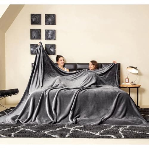 COOVA Oversized King Fleece Blanket 120x120 inches, Soft Cozy Warm Giant Extra Large 10'x10' Blanket for Bed, Sofa, Couch,Travel, Camping, California Huge Flannel Big Throw Blanket, Dark Grey