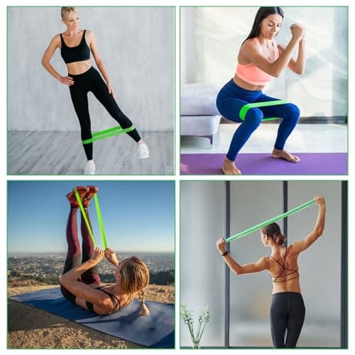 FUIPVGI 10 Pcs Resistance Bands, Chair Bands Sensory for Kids with Fidgety Feet, Resistance Fitness Exercise Loop Bands for Women Men Fitness Chest Expanding Arm Leg Pilates Yoga (Green) — view 3
