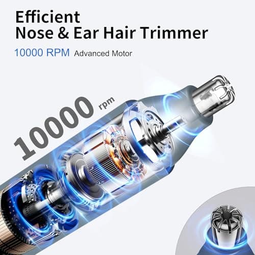 JISHO Nose Hair Trimmer for Men and Women– 10000 RPM Powerful Motor with Dual Stainless Steel Edge Blades USB Type-C Rechargeable for Easy Cleansing Travel Size — view 2