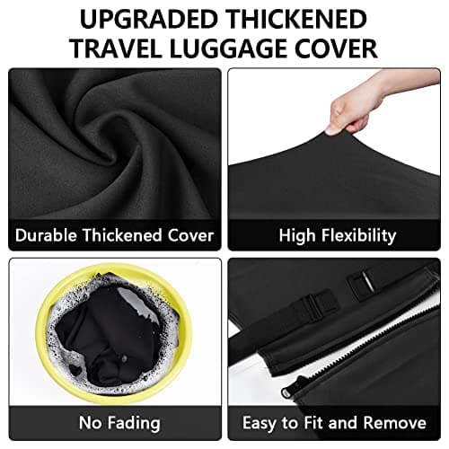Flintronic Travel Luggage Protector - 26-28 Inch Suitcase Cover with Elastic, Luggage Tag & Strap (L, Black) — view 5