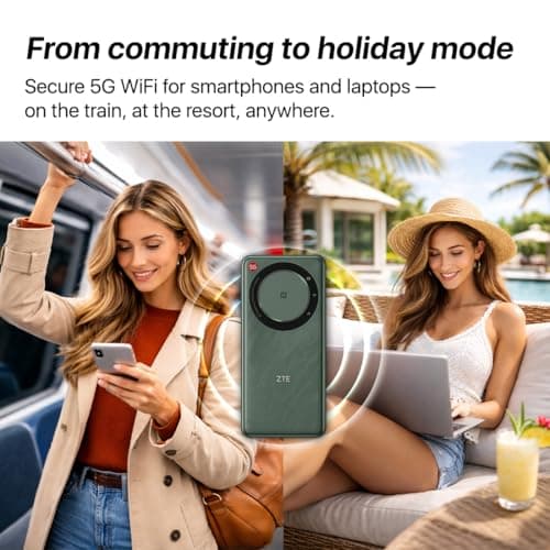 ZTE U30AIR 5G Mobile WiFi Hotspot, Portable Pocket Router with SIM Slot, Unlocked 5G MiFi, Dual-Band Wi-Fi, Travel & Caravan Internet, High-Speed Connectivity for Multiple Devices — view 5
