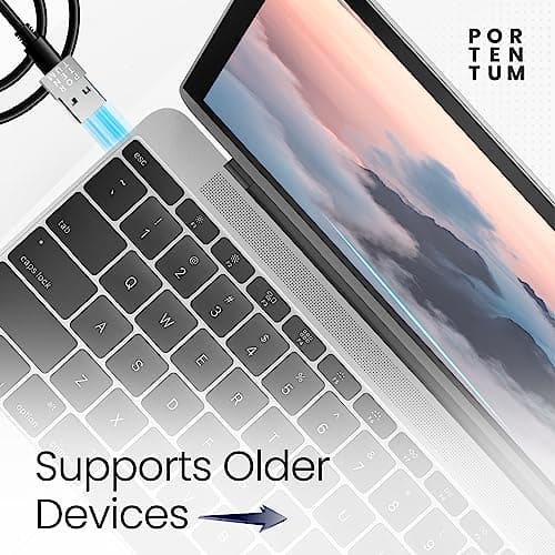 PORTENTUM USB c to USB Adaptor - 480 MB Speed - Premium Zinc Allow with High Heat Resistance - USB to USB C adapter WITH Only 4 grams - Silver — view 6
