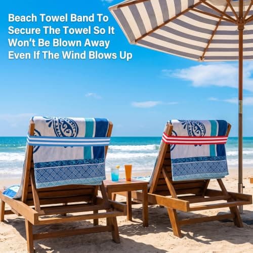 YUXMU 8 Pack Elastic Towel Bands for Sun Loungers — view 4