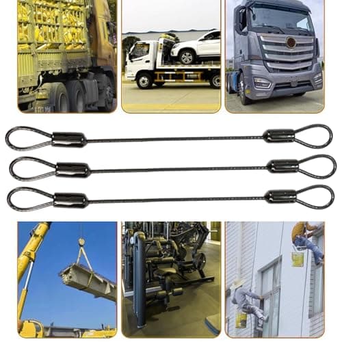 6-Pack Stainless Steel Wire Rope Lanyard Cable Tether Safety Strap Iron Safety Cable Wire with Double Looped Ends Coated Plastic Security Cable Luggage Lock for Chain Lock — view 6