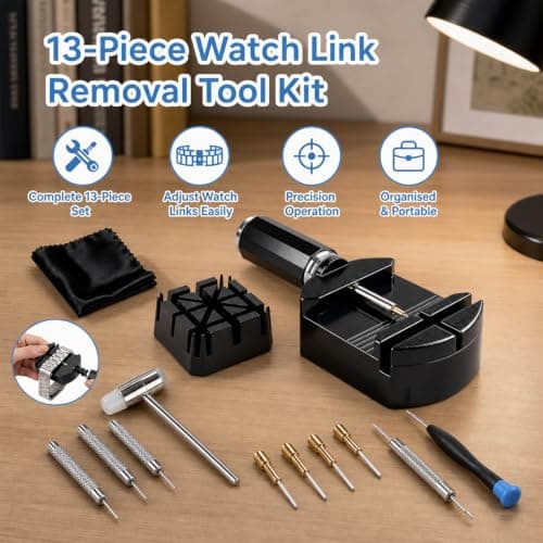 QhgPnt Watch Strap Removal Tool, Complete tool Kit for Home Adjustments and Professional Repairs, Watch Link Removal Tool with Pin Removal Components for Bracelet Maintenance — view 6