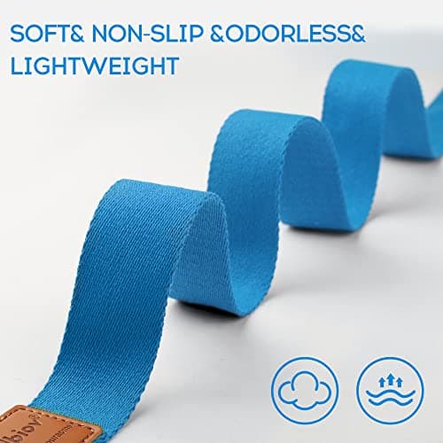 voidbiov D-Ring Buckle Yoga Strap 1.85 or 2.5M, Durable Cotton Adjustable Belt Perfect for Holding Poses, Improving Flexibility and Physical Therapy Blue — view 6