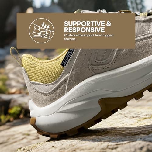 NORTIV 8 Women's Waterproof Hiking Shoes Leather,Brown/White,5 — view 4