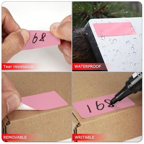 Meitaat Pink Rectangular Labels 50 x 25mm Blank Stickers Roll 500 Pcs — view 3