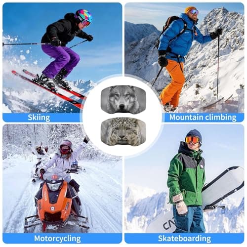 HUANYO 2 Pack Ski Goggles Protective Cover, Anti-Scratch Lens Protection with Wolf & Snow Leopard Design, Skiing Accessories Equipment — view 6