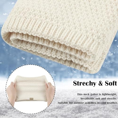 HYUET Winter Fleece Lined Neck Warmer - Thermal Double Layer Windproof Infinity Scarf for Men & Women, Thickened Knitted Snood for Skiing, Motorcycle, Cycling & Outdoor — view 4