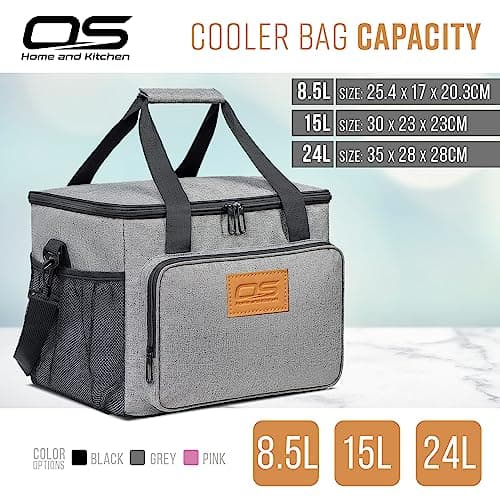 Insulated Portable Food Cooler Bag, Large Capacity, Waterproof, Lightweight, for Camping, BBQ, Travel, and Outdoor Activities (Grey, 15L) — view 4