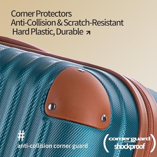 Rocklands London Extra Large Suitcase 32 Inch Lightweight Hard Shell Luggage 4 Dual Spinner Wheels, Durable Travel Case, TSA Lock, Telescopic Handle, Teal — view 6