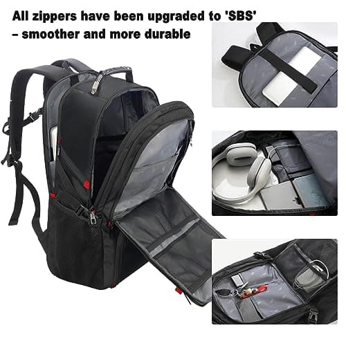 VESERI Backpack with Shoe Compartment,18.4in Laptop Bag for Travel Business,Sport Gym Bag for College School Bookbag for Men Women,Black — view 2