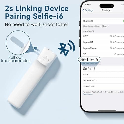 Cloudvalley Mini Selfie Stick, Extendable Pocket Selfie Stick with Remote Control, Lightweight Portable Stand in Hand for Vlog/Video Recording/Live Streaming, White — view 4