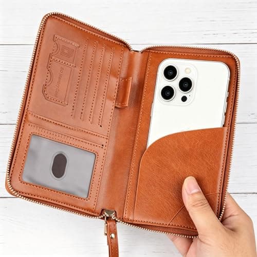 komforbaa RFID Travel Passport Wallet for Women & Men, Passport Holder with Phone Pocket, Holds Cards Cash & Boarding Pass, Travel Family Organizer, Brown — view 2