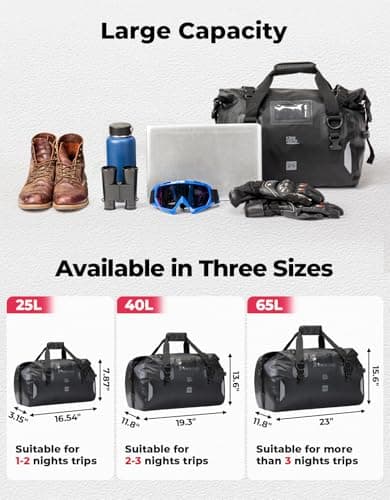 KEMIMOTO Motorcycle Tail Bag, 25L Waterproof, 4-Strap Mount for Touring — view 3