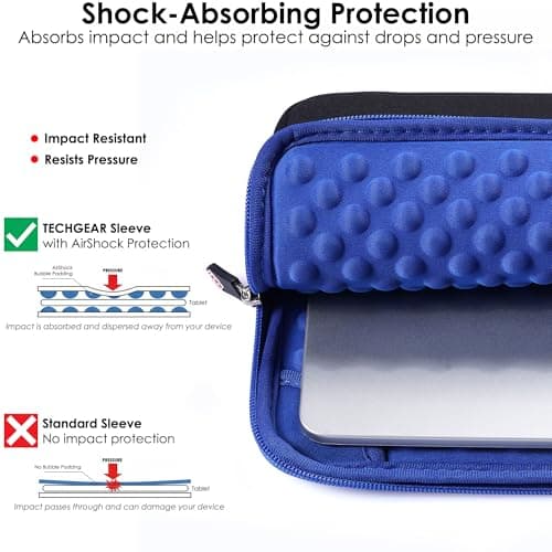 TECHGEAR Universal Neoprene Padded Sleeve Case for 9-11" Tablets: iPad Pro/Air 11", iPad A16 10.9", iPad 10.2", Samsung Tab A11 Plus A9+ S10 Lite S9 FE, Lenovo Tab M10 - Shockproof Zipped Pouch — view 3