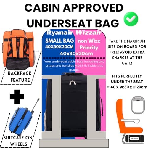 ATX Luggage Ryanair & Wizzair 2-in-1 Carry-On Backpack Suitcase 40x30x20 cm Approved Hand Luggage with Wheels | 24L, 1.25kg | Purple — view 2