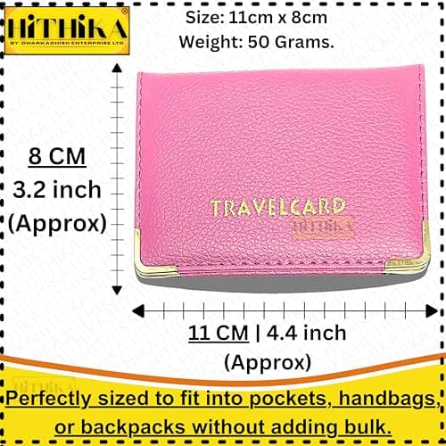 HITHIKA - New Leather Oyster Travel Card Bus Pass Holder Wallet Rail Card Cover CASE (Baby Pink) — view 2