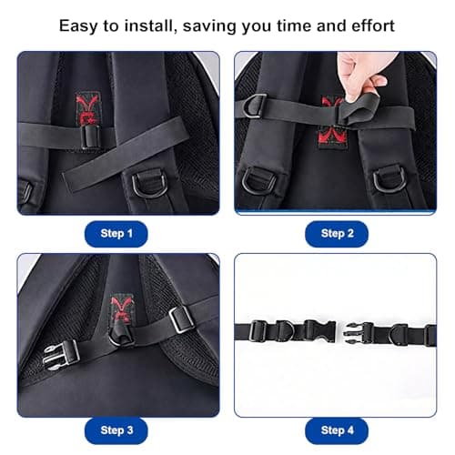 2Pair Adjustable Backpack Chest Strap,Chest Belt with Buckle & Slide D-Ring — view 4