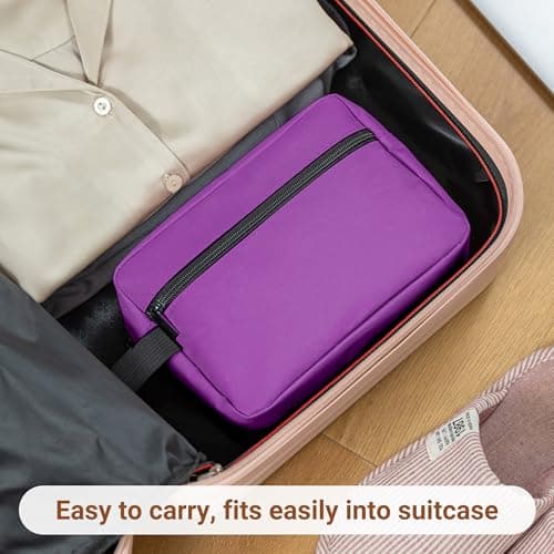 Elviros Travel Toiletry Bag for Women and Men, Lightweight Makeup Bag Hanging Dopp Kit with Shaving Compartment Cosmetic Organizer Small Tool Bag Travel Essentials Gift for Women, Grape Purple — view 6