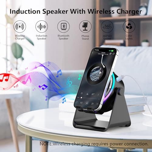 Gifts For Men,Wireless Induction Bluetooth Speaker with Charger Phone Stand — view 2