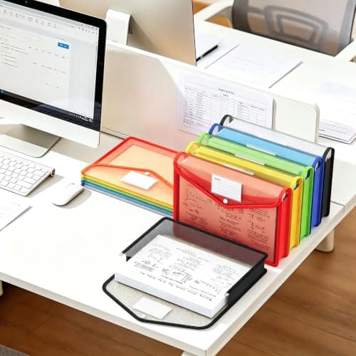 A4 Plastic File Folders, 5 Pcs Assorted Colors Transparent Envelopes, Waterproof Snap Closure Document Organizer, No Dividers, Large Capacity for School Office Home — view 5