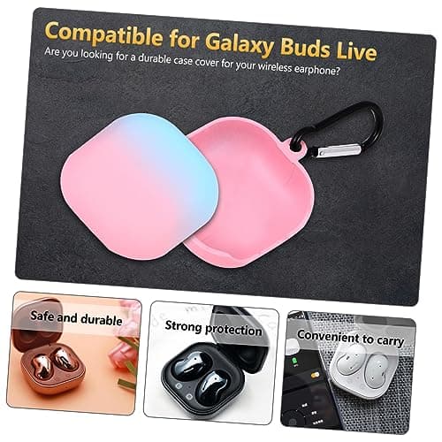 WATIIFUFU Protective Earphone Case for Wireless Earbuds Live, Gradient Hard Shell Cover, Anti-lost Earbud Sleeve with Matte Pink-teal Finish, Sturdy Plastic Headphone Storage for Travel — view 5