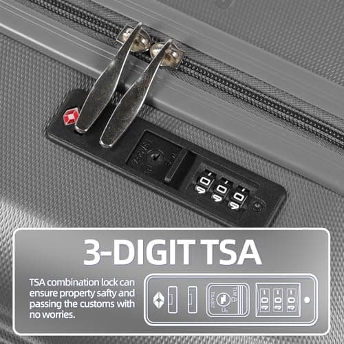 Tavoxda 3 Piece Luggage Sets, ABS Hardshell Suitcase Set for Family Travel — view 5