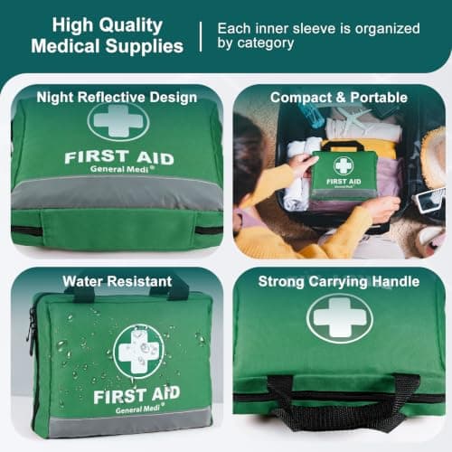 General Medi 210 Piece First Aid Kit- Emergency kit - Reflective Design - Includes Ice(Cold) Pack, Moleskin Pad and Emergency Blanket for Travel, Home, Office, Car, Workplace & Outdoor — view 5