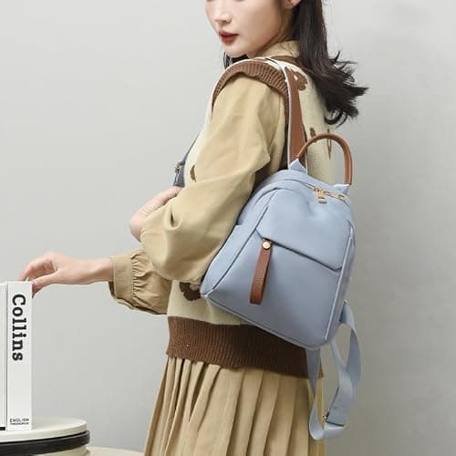 FUNSEED Mini Backpack for Women, Casual Lightweight Oxford Cloth Shoulder Bag for Daily Use, White, S, Fashion — view 6