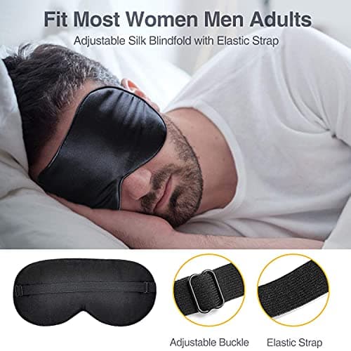 Silk Eye Mask, 2 Pack Natural Silk Sleep Mask with Adjustable Strap and Ear Plugs, Eye Sleep Shade Cover, Blocks Light Sleeping Eye Mask for Women Men — view 6