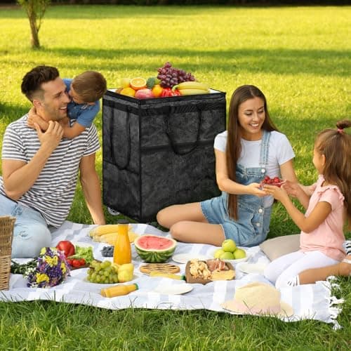 Rolling Tote Shopping Bags, Reusable Grocery Bag Collapsible Cart (Black) — view 4