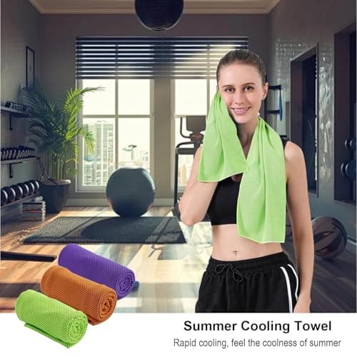 Gym Towels, 3 Pack Cooling Towel Soft Microfiber with Portable Silicone Sleeves, Breathable Instant Towels, Microfiber Soft Quick Dry Gym Towel for Sport Camping Swim Fitness(30 x 90cm, 3 Colors) — view 5