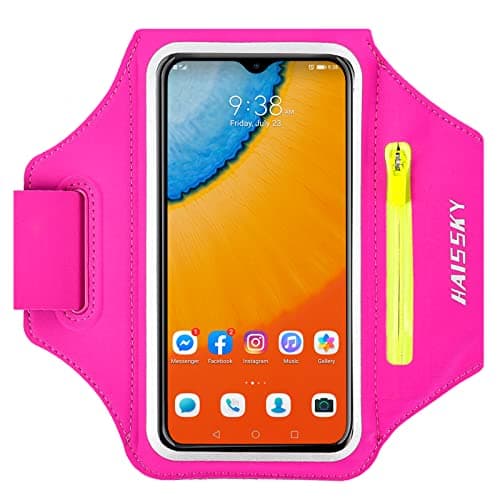 HAISSKY Running Armband for Phone – Zip Pocket, Sweatproof, Fits 6.9"
